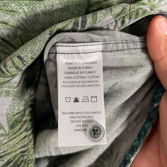 Robert Graham Tropical Leaf-Print Sport Shirt Short Sleeve Small Green - Picture 7 of 9